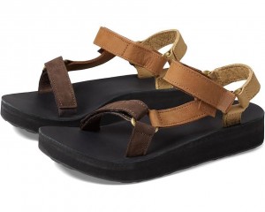 Teva Midform Universal Leather Women's Sandals Brown | 81FOUCAHS