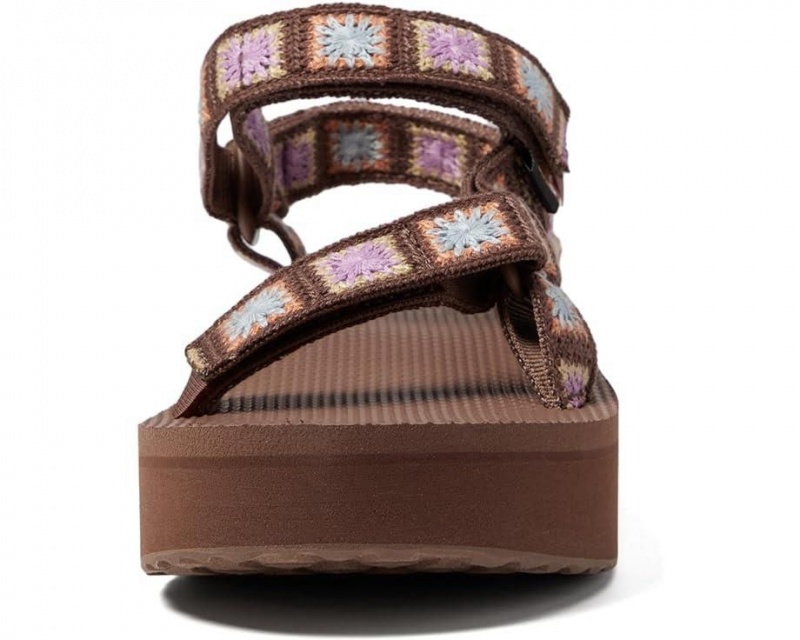 Teva Flatform Universal Crochet Women's Sandals Brown | 57IMGBEFK