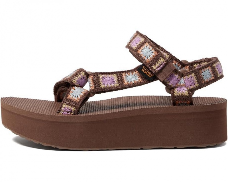 Teva Flatform Universal Crochet Women's Sandals Brown | 57IMGBEFK