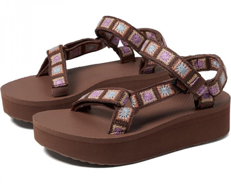 Teva Flatform Universal Crochet Women\'s Sandals Brown | 57IMGBEFK