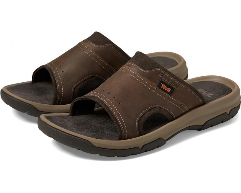 Teva Langdon Slide Men\'s Sandals Brown | 40DVYRJTB