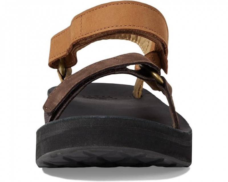 Teva Midform Universal Leather Women's Sandals Brown | 81FOUCAHS