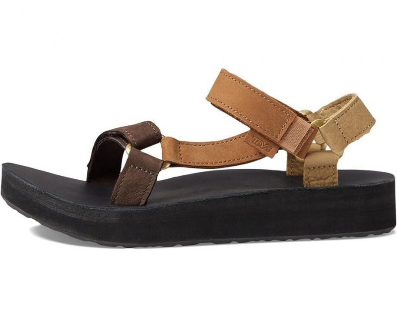 Teva Midform Universal Leather Women's Sandals Brown | 81FOUCAHS