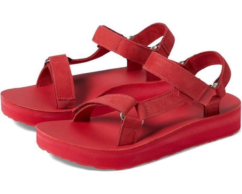 Teva Midform Universal Leather Women\'s Sandals Red | 21INSYGZU