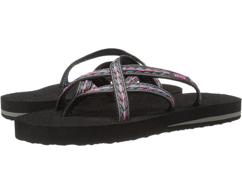 Teva Olowahu Women\'s Flip Flops Black | 19VUAQMSG